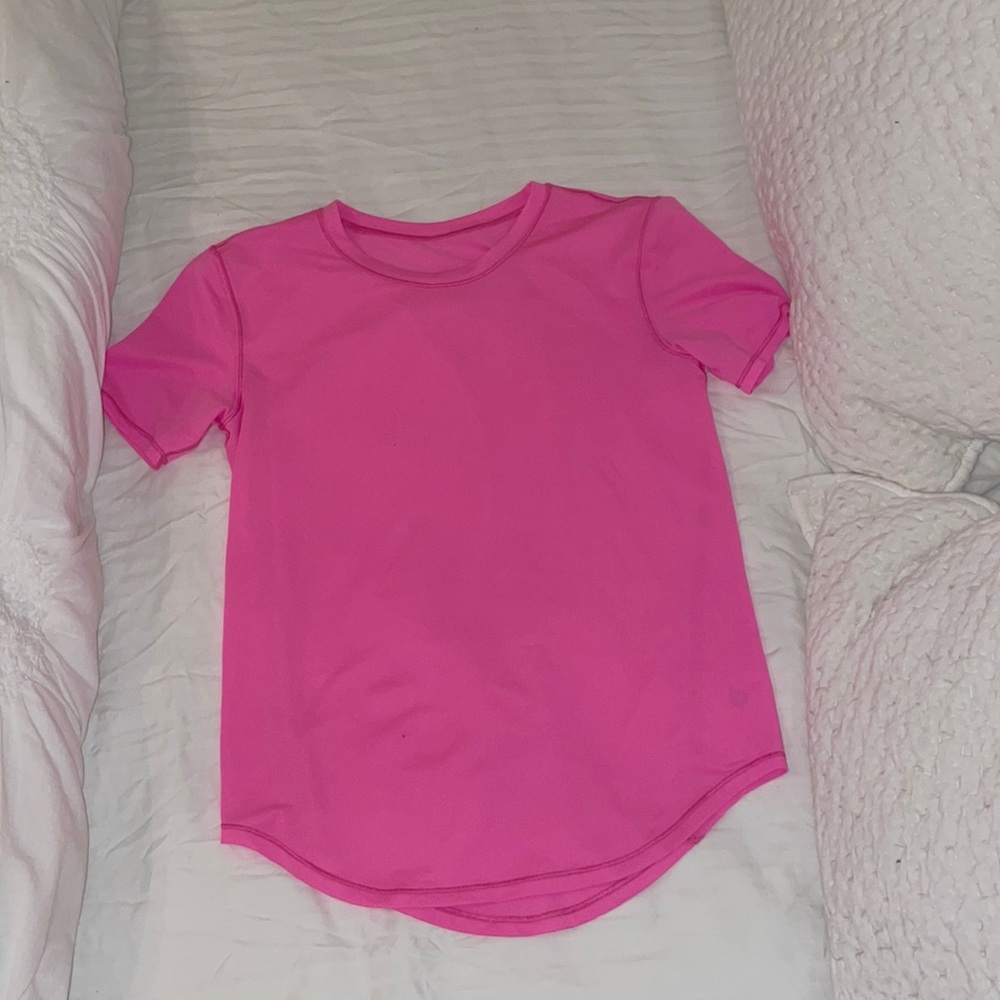 Lululemon High Neck Running and Training T Shirt Sonic Pink